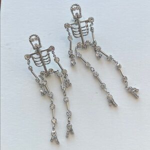 Silver Skeleton Dangle Earrings